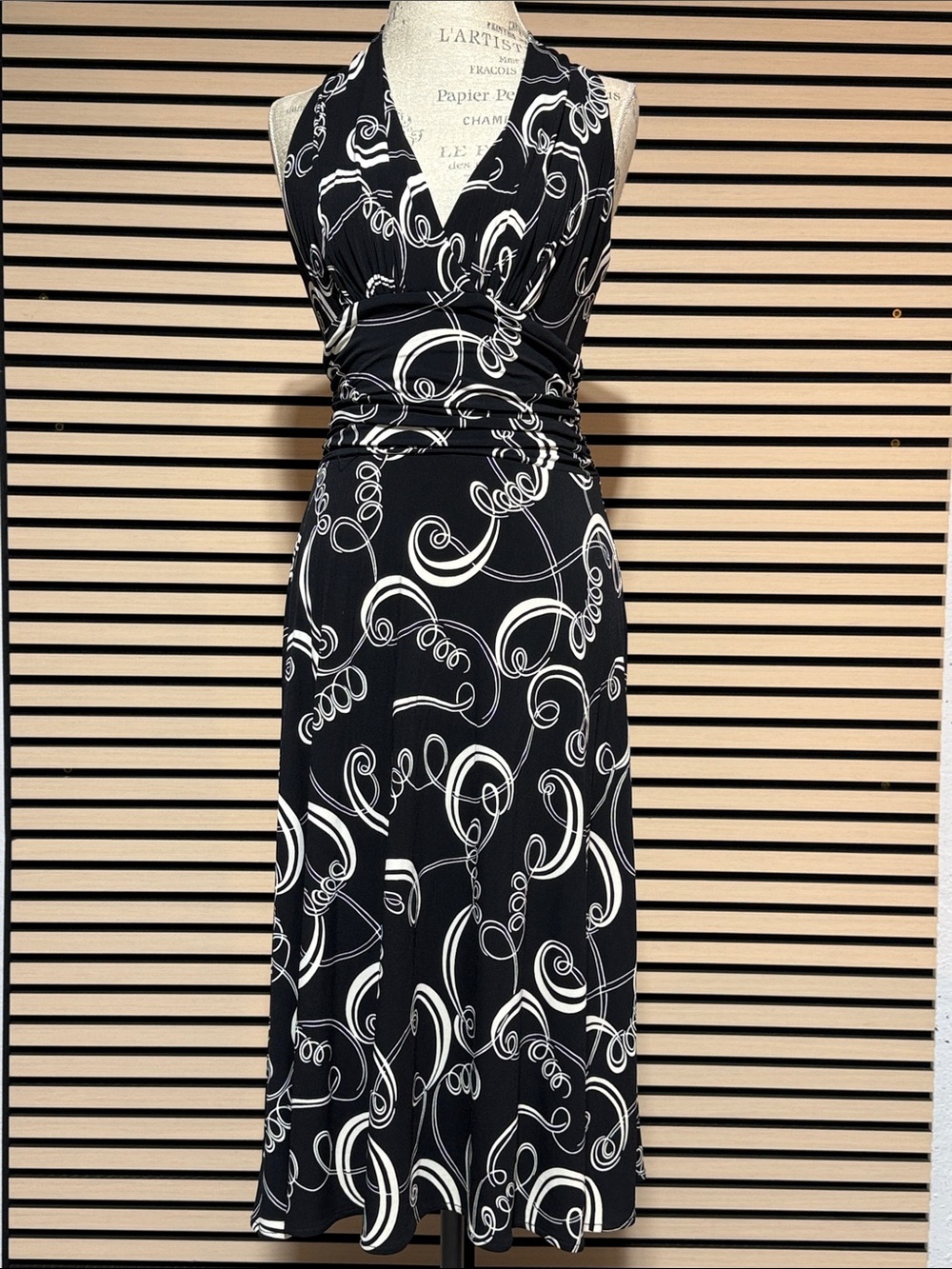 London Times. Black and White Dress.